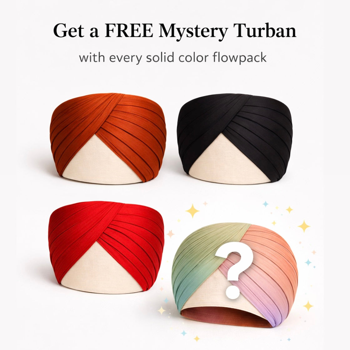 Solid Color Full Voile FlowPack (4 Turbans)